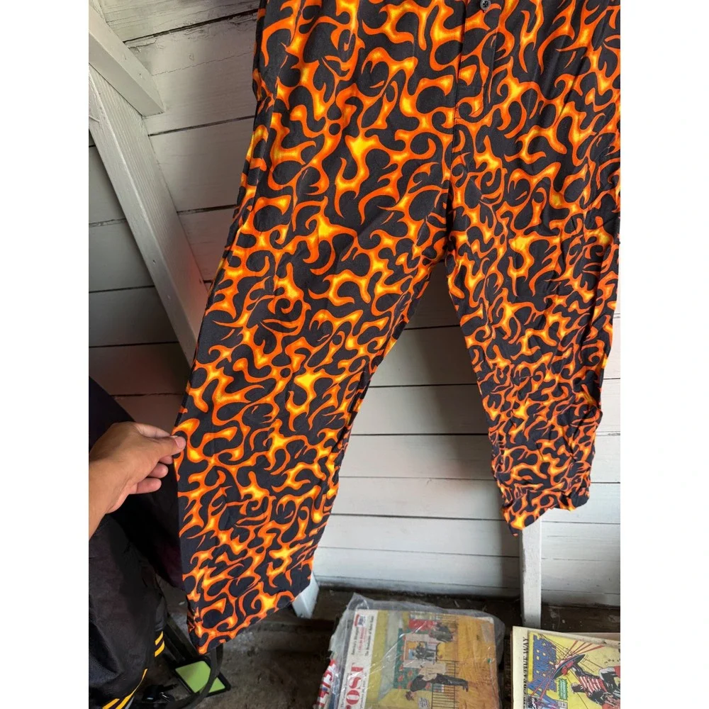 Joe Boxer Mens Pajama Pants Black Orange Yellow Flame Print Sleepwear Lounge XL